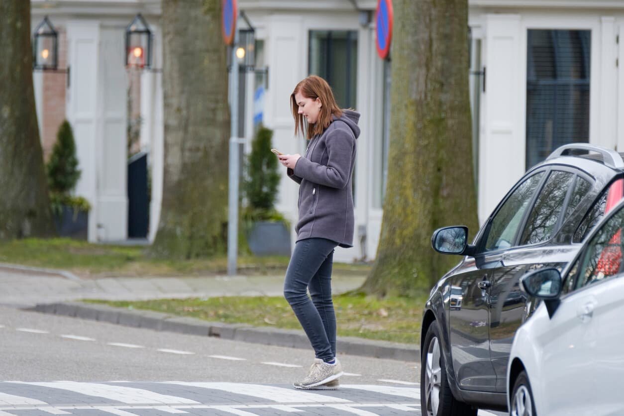 distracted pedestrian on cell phone