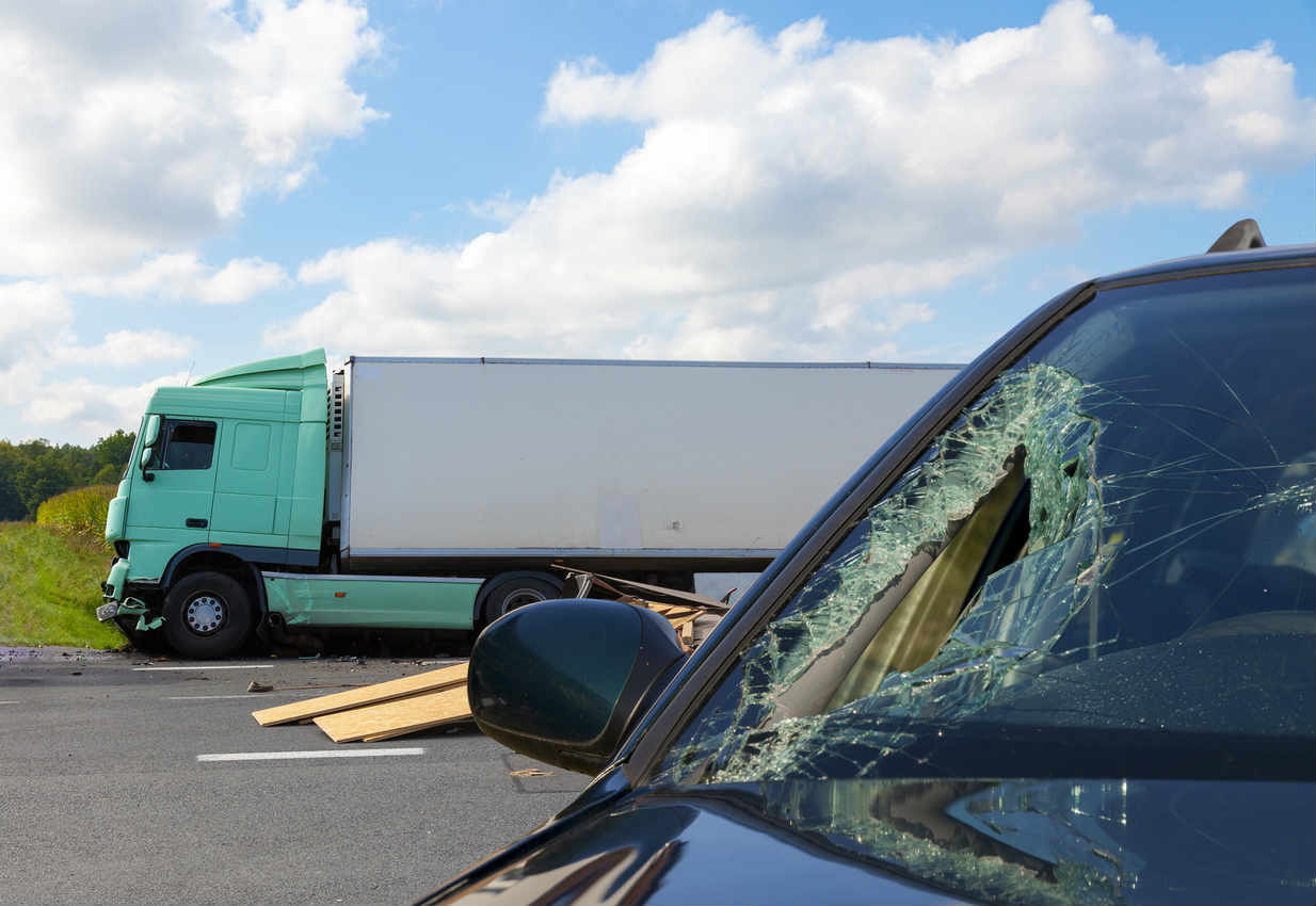 car in accident with a truck