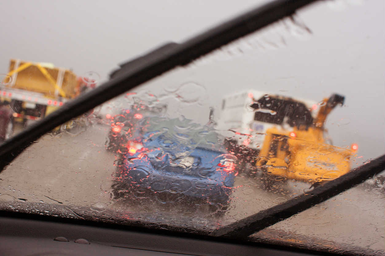 St. Louis traffic in the rain