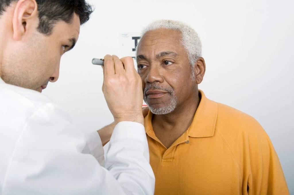 car crash victim getting an eye exam