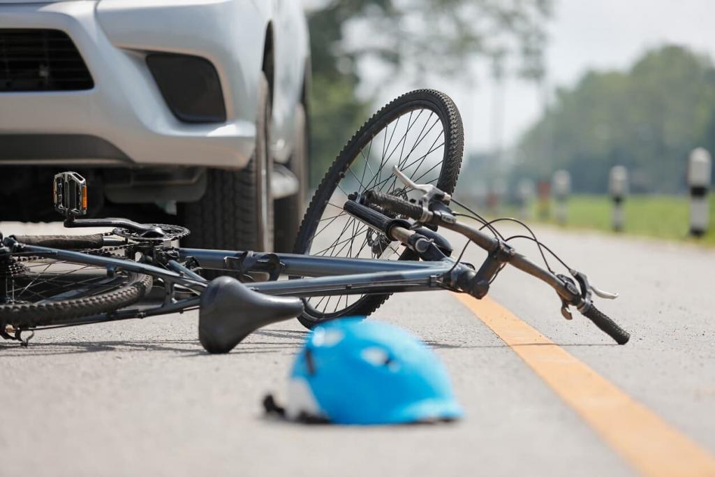 bike in the road after an accident