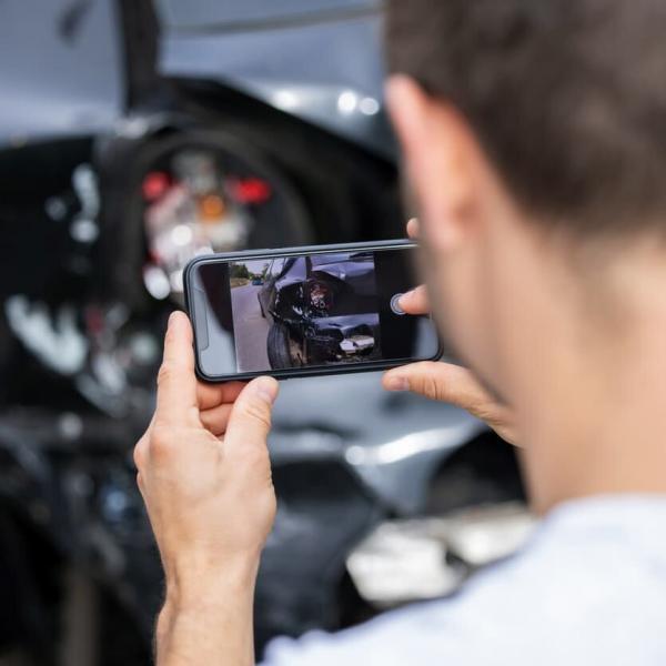 st louis man taking picture of car crash