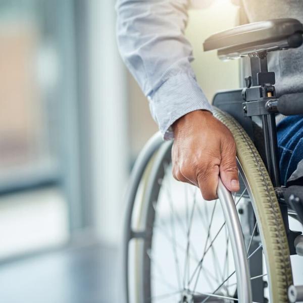 spinal cord injury victim in a wheelchair