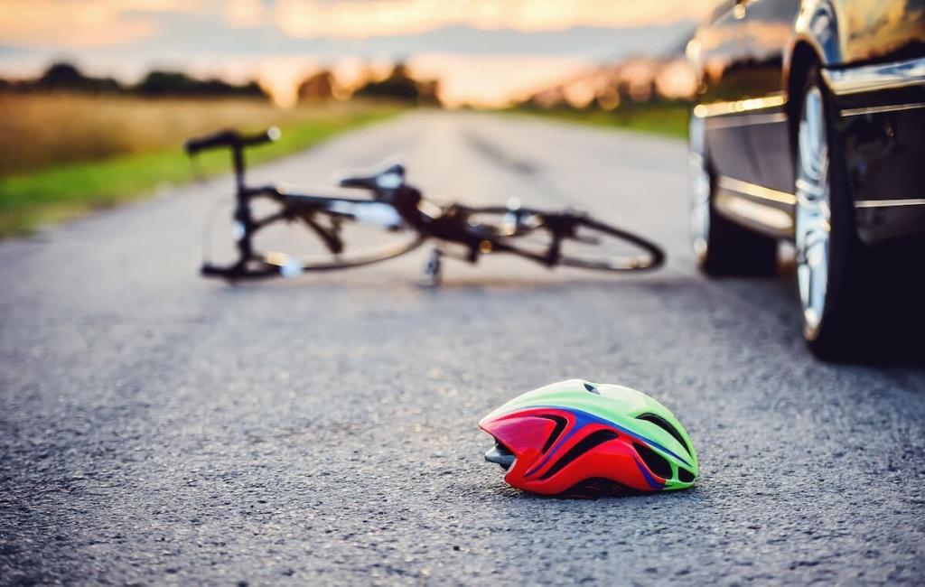 bike on the ground after a bike and car accident