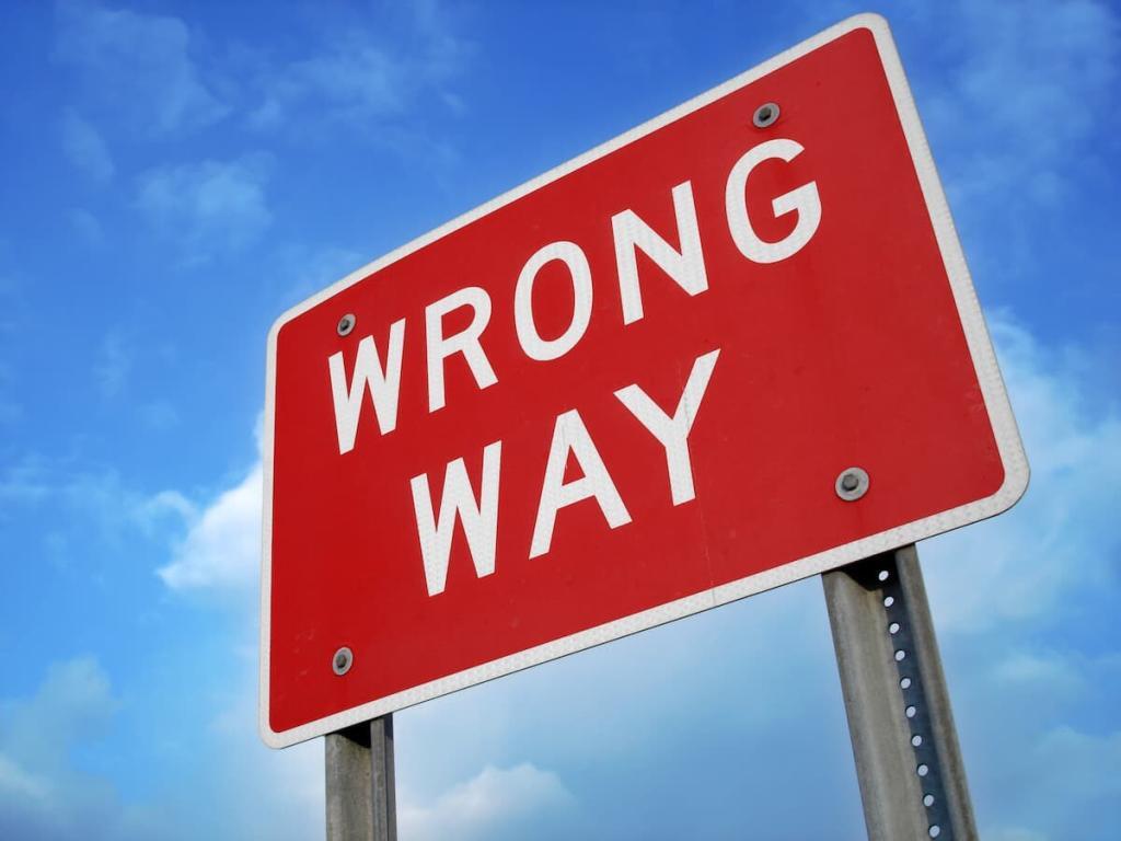 wrong way road sign