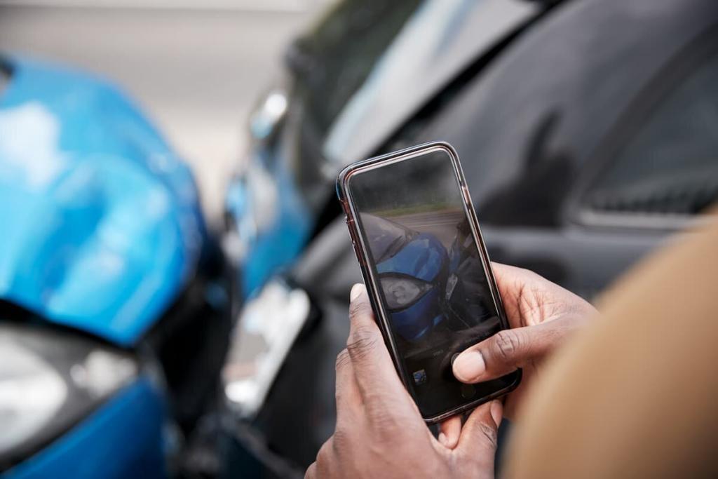 taking a picture of a minor car accident