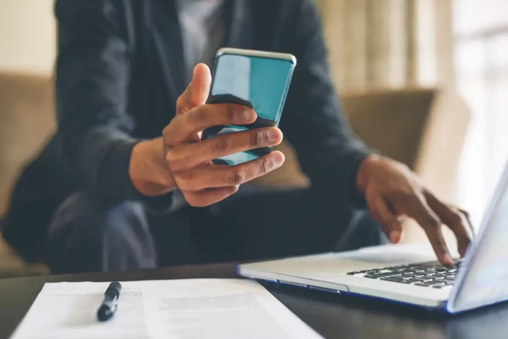 man reviewing phone records