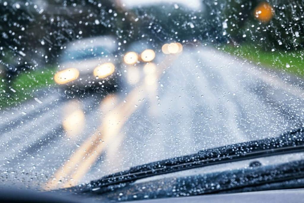 light rain on car windshield