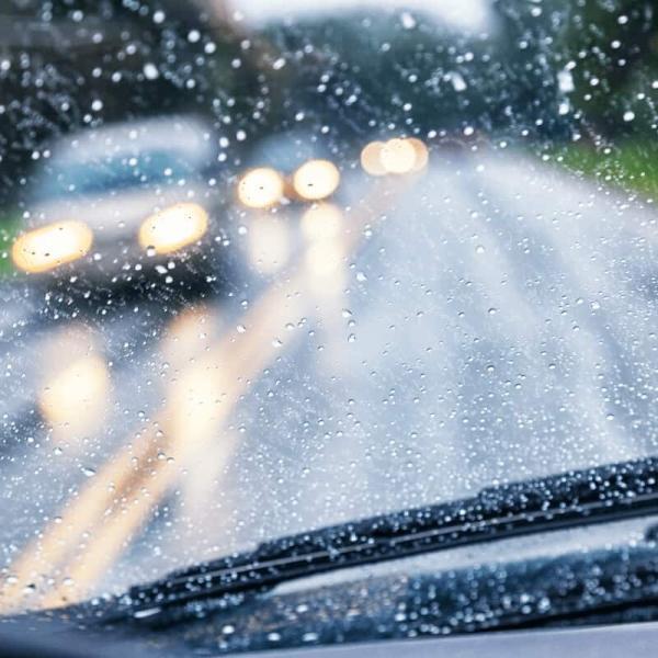 light rain on car windshield