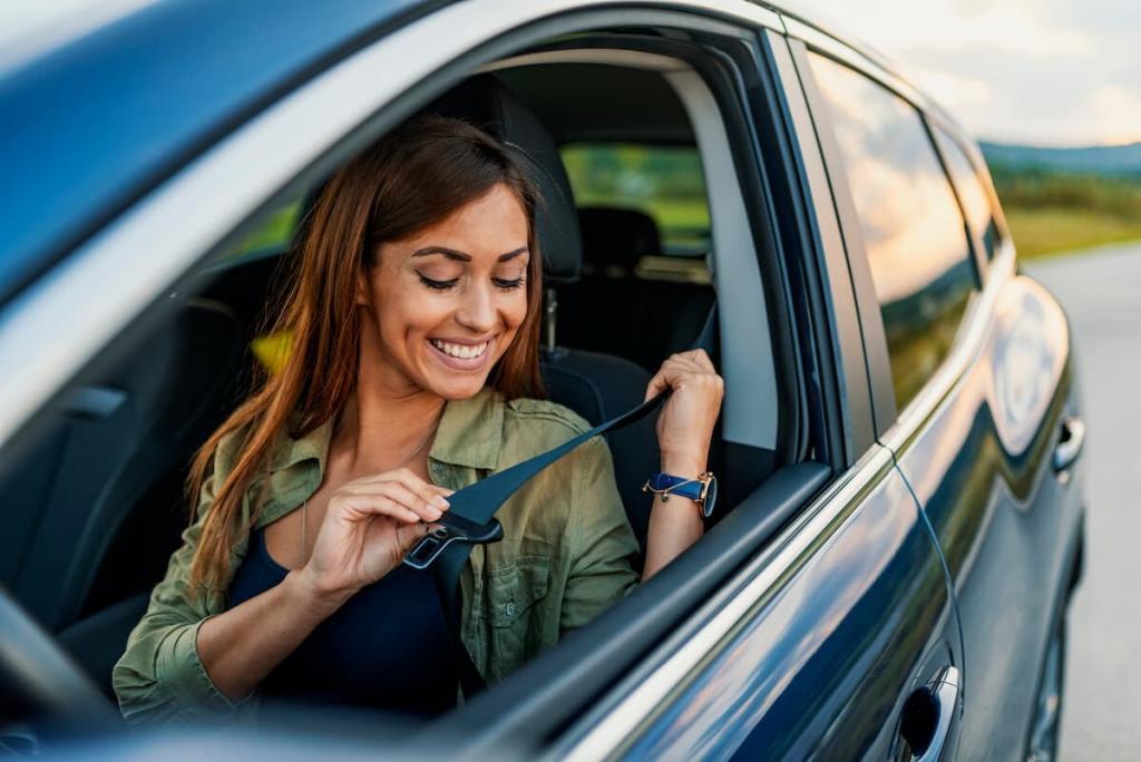 st. louis driver putting on her seat belt