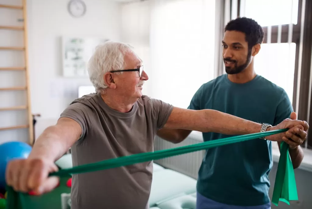 car accident victim doing physical therapy