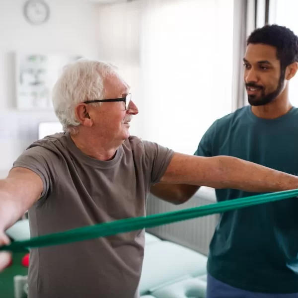 car accident victim doing physical therapy