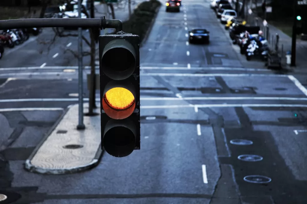 a yellow traffic light