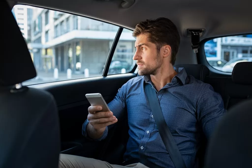 st. louis man in the backseat of an uber