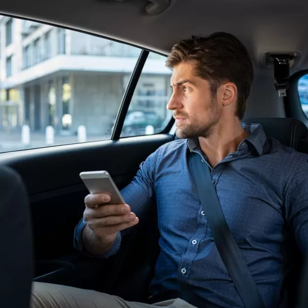 st. louis man in the backseat of an uber