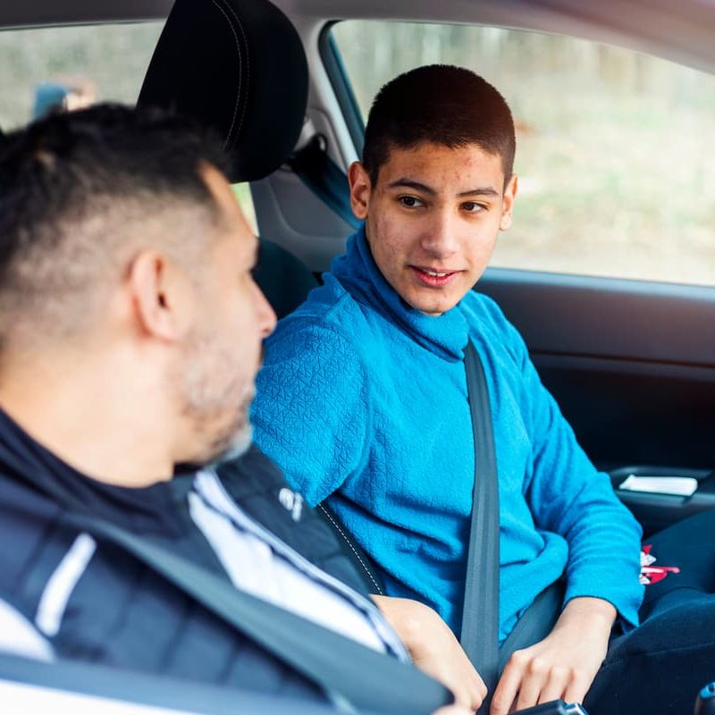 father talking to his son about drunk driving