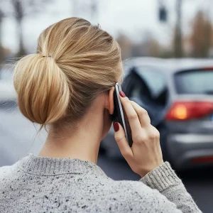 st. louis woman calling a car accident lawyer after an accident