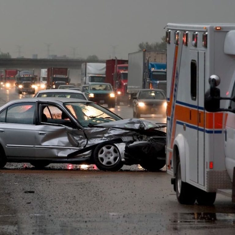 scene of a car accident on a highway