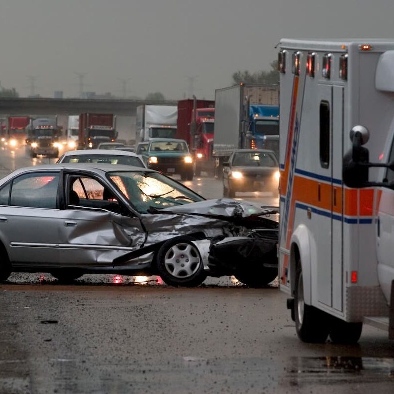 scene of a car accident on a highway